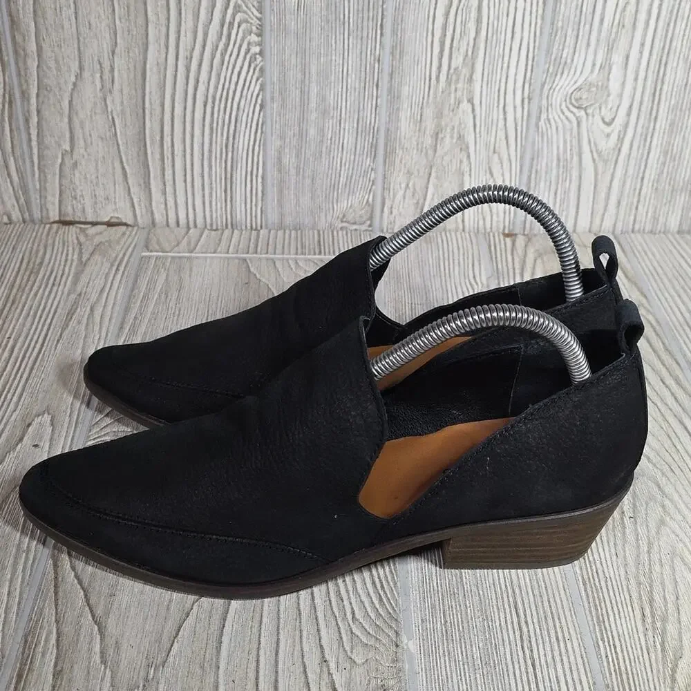 Lucky Brand Mahzan Black Leather Slip On Bootie Womens Size 9.5